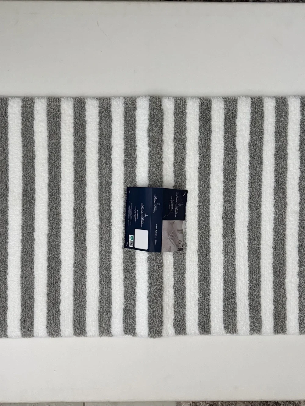 Brooks Brothers Gray and White Striped Bath Mat